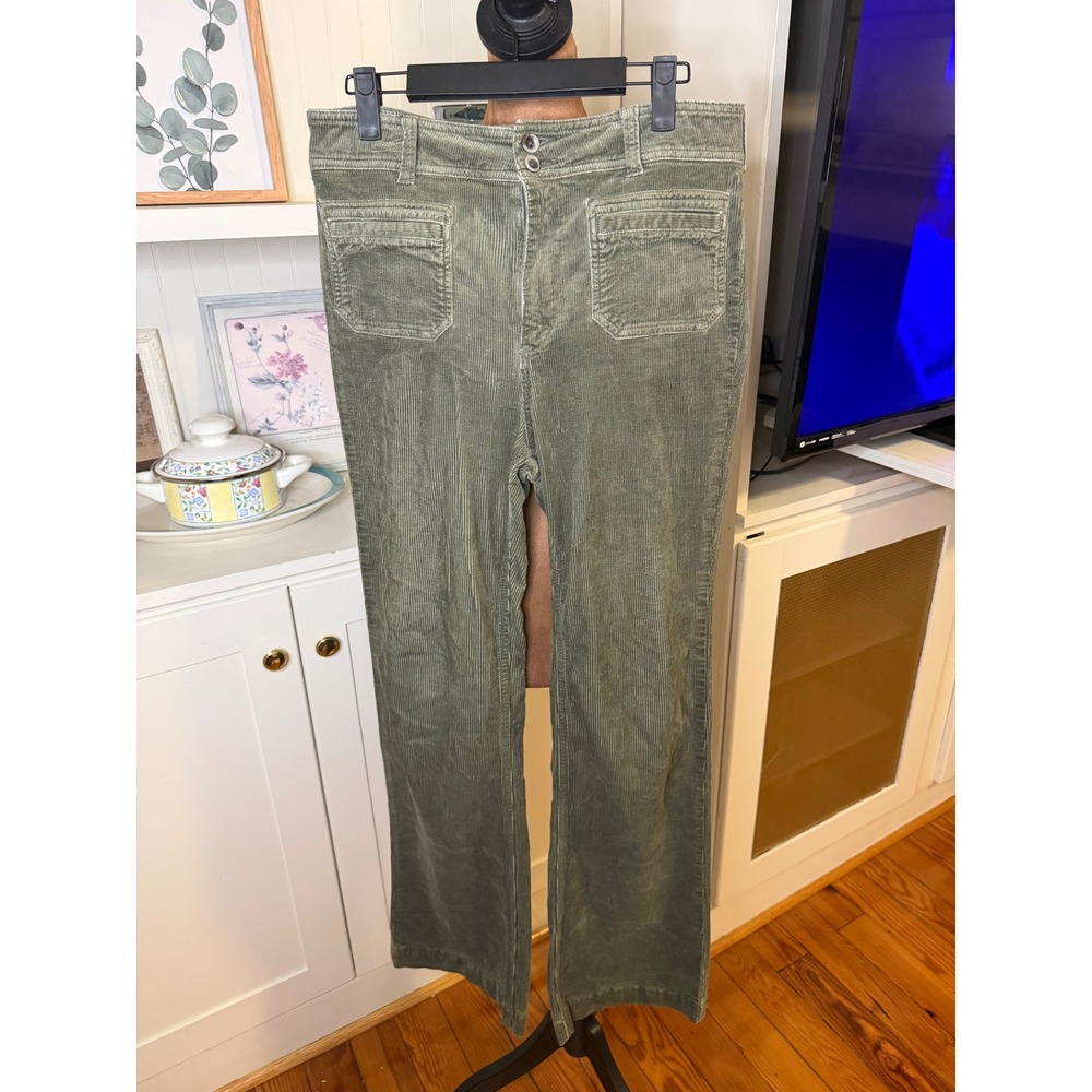 Anthropologie Pilcro Corduroy Trouser Bootcut Pants Olive Green Size 29